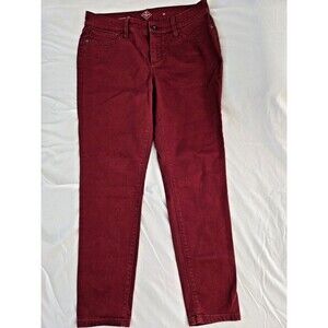 ​St John's Bay 8P Petite Burgundy Skinny Leg Stretch Denim Jeans Pants Wine Red